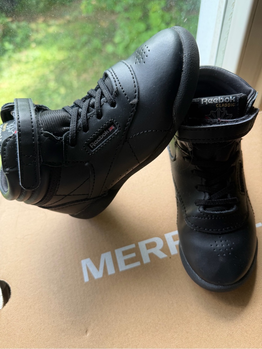 Reebok Kids Black High-Top Boots with Hook-and-Loop Strap